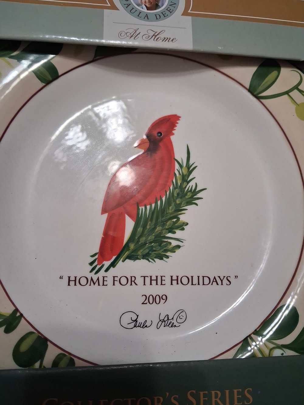 Paula Deen Red Cardinal Holiday Decorative Plate